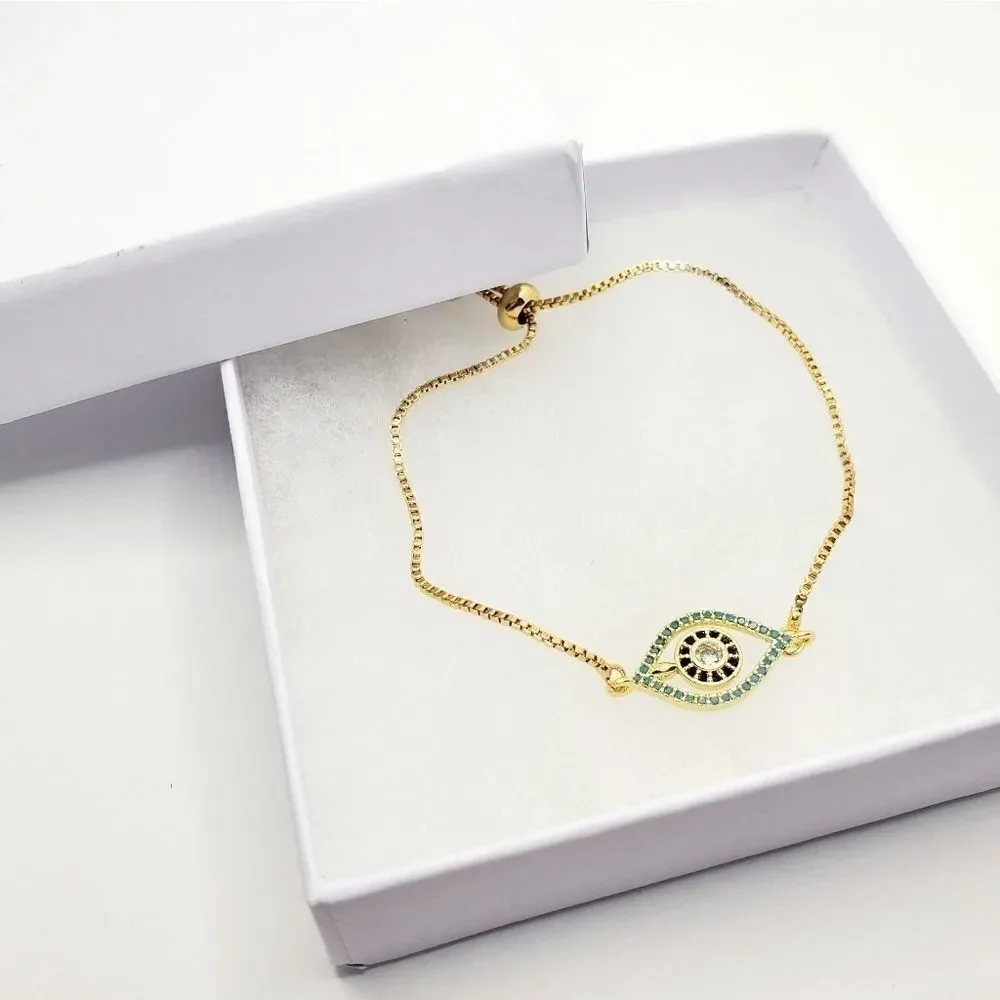 Hand Crafted Evil Eye Adjustable Slider Bracelet